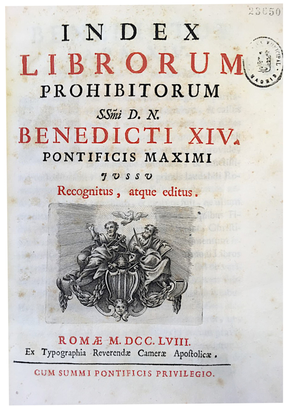 Portada Index Librorum Prohibitorum
